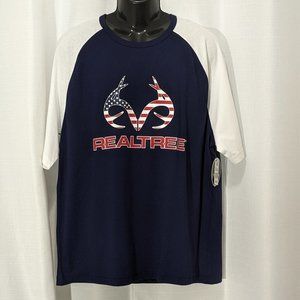 Realtree T Shirt Men's Blue White Cotton Antler Logo Short Sleeve Tee Sz XL